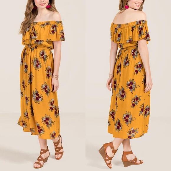 Sadie & Sage Dresses & Skirts - Sadie & Sage | Brinn Baja Floral Off The Shoulder Dress Size S Boho Festival